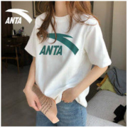ANTA 安踏 短袖t恤女2022新款棉白色学生半袖韩版ins潮打底女装宽松上衣