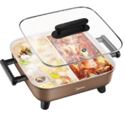 美的（Midea） 电火锅 鸳鸯锅多功能用途锅 电煎锅电煮锅家用 一锅多用6L大容量 两宫格丨3030easy102