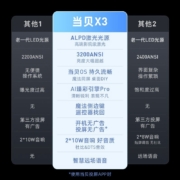 当贝 X3激光投影仪家用投影机（3200ANSI AI画质增强 3G+64G 影院级激光）