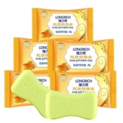 概率券、京东特价：Longrich 隆力奇 蛇胆硫磺皂套装 80g*5块装+起泡网