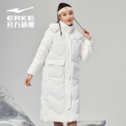 鸿星尔克 女士运动连帽长款时尚羽绒外套 52222401099