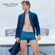 Nautica Underwear 诺帝卡 男士40S宽松棉氨平角内裤3条装 多色
