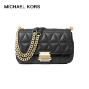 MK女包 迈克.科尔斯（MICHAEL KORS）经典款 Sloan 小号黑色羊皮菱格链条包单肩斜挎包 30S7GSLL1L BLACK
