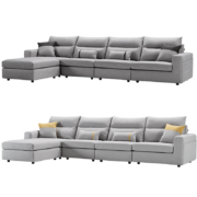 顾家家居（KUKA） 沙发布艺沙发科技布绒布现代简约大小户型组合沙发客厅家具2055沙发 【7天发货】2055C钢灰色科技布四人位+沙发凳 组合