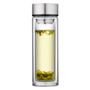 天喜(TIANXI)玻璃杯 双层加厚水杯男女士带茶隔泡茶杯子 本色350ml*2件