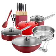 双立人 ZWILLING 烹饪锅具套装刀具厨具套装炒锅不粘煎锅金玉满堂15件套66840-015-982-A