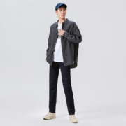 Levi's李维斯银标系列22秋季新款情侣复古烟灰色牛仔长袖衬衫外套衣多穿 黑色 M