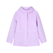 HAZZYS品牌哈吉斯童装女童风衣春秋新品中大童风衣纯色连帽风衣加绒风衣 浅丁香 160cm