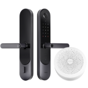 绿米Aqara 智能摄像头门锁P100+M1S网关套装 猫眼密码指纹锁苹果Apple HomeKit智能联动可视带门铃 星空灰
