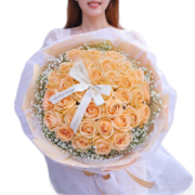 花递 鲜花速递33朵玫瑰花束碎冰蓝生日礼物送女友表白求婚朋友贺卡鲜花同城配送当日达上门 甜蜜相望| AA58 平时价