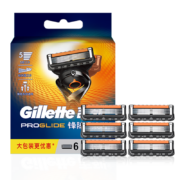 吉列(Gillette)亲肤刀片剃须刀片刮胡刀片 非吉利锋隐5层刀片锋隐致顺超须刀片(6刀头不含刀架)
