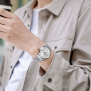 精工（SEIKO）手表 PRESAGE领航系列日韩表鸡尾酒灵感白盘钢带能量显示机械男士腕表 SSA341J1 生日礼物