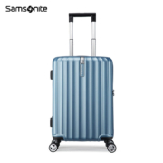 Samsonite/新秀丽拉杆箱男女通用行李箱时尚竖条纹旅行箱飞机轮登机箱商务休闲GU9*11001浅蓝色20英寸