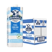 德运（Devondale）澳大利亚原装进口全脂纯牛奶早餐奶 高钙优质乳蛋白 全脂牛奶1L*10盒整箱