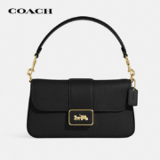 蔻驰COACH【官方直供】奢侈品女士小号单肩手提包黑色牛皮革CC058IMBLK