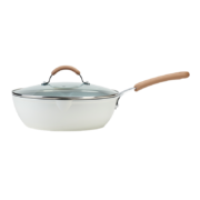 京东京造 美式复古珍珠白系列煎锅28cm 麦饭石不粘加深煎炒一体锅  平底煎锅 煎饼锅 牛排锅 电磁炉通用