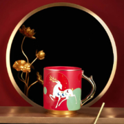 共禾京品 中国风九色鹿陶瓷马克杯 400ml+咖啡勺