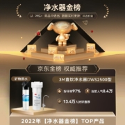 3M 家用矿物质净水器0废水直饮厨下2.4L/分大流量4000升处理量800G净水机 DWS2500 CN