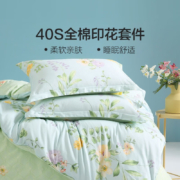 百丽丝 床上四件套纯棉床上用品被套床单枕套双人全棉被罩套件 伊人芳轩【素雅系列】 1.5米床四件套(适配200*230cm被芯)