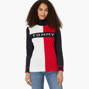 S码，Tommy Hilfiger 汤米·希尔费格 女士拼色高领毛衣