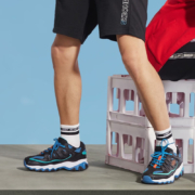 Skechers斯凯奇舒适男鞋休闲鞋男士时尚绑带运动鞋老爹鞋熊猫鞋男666147 黑色/蓝色/柠檬色 42