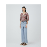 Basic House/百家好夏季商场同款时尚宽松格纹衬衣女HVBL321O