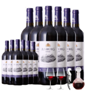 法国原瓶进口红酒爱仕堡珍酿干红葡萄酒 2箱共12瓶+开瓶器+醒酒器+酒杯