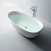 观博（GABO） 人造石浴缸独立式浴缸 家用成人泡澡浴缸卫生间家装卫生间卫浴酒店民宿房间浴缸8608 1.7M轻质白色亚光QZ8608C-BY