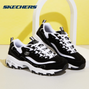 斯凯奇（Skechers）男女同款厚底熊猫鞋老爹鞋休闲运动鞋情侣鞋11422 黑色/白色 37