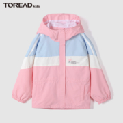 探路者（TOREAD）儿童童装 秋冬学生防风防泼水运动休闲保暖百搭外套儿童夹克 糖果粉/天镜蓝-女 140cm