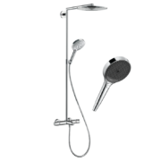 PLUS会员：hansgrohe 汉斯格雅 德国原装双飞雨300mm顶喷恒温花洒套装 26164007(升级境雨镀铬)