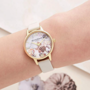 文艺复古！Olivia Burton Florals 大理石花卉浮雕 女士时装腕表OB16CS15  直邮含税到手￥300.5
