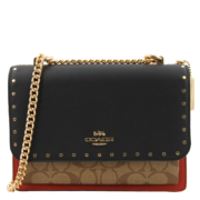 蔻驰COACH【官方直供】奢侈品女士小号链条包肩背斜挎拼色PVC配皮90400IME7V