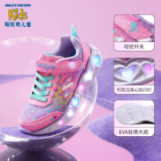 Skechers斯凯奇儿童鞋女童闪灯鞋秋季运动鞋轻质中大童休闲鞋活力甜美可爱女孩发光鞋302145L 粉红色/多彩色/PKMT 28.5