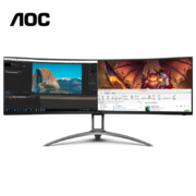 AOC AGON 49英寸 DQHD 165Hz HDR400 Type-C接口65W 内置音箱 32:9曲面可分屏 节能游戏电脑显示器 AG493UCX2