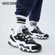 Skechers斯凯奇情侣潮流复古厚底D'lites熊猫鞋防滑运动休闲鞋 666049/12493 男款/黑色/白色/666049-BKW 39
