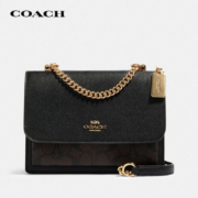 蔻驰COACH【官方直供】奢侈品女士小号小方包单肩斜挎黑色PVC配皮91019IMAA8