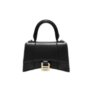 巴黎世家 BALENCIAGA 女士Hourglass XS 黑色闪亮光滑牛皮革 Top Handle 手袋 592833 1QJ4M 1000