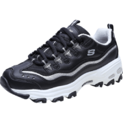 斯凯奇skechers经典熊猫鞋子女士老爹鞋秋冬季运动休闲厚底增高黑白色复古11923 黑色/银色/BKSL 37.5