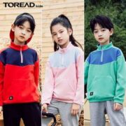20点开始！TOREAD 探路者 秋款男/女童撞色抓绒服 （120~170码）多色