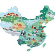 玩耍学习两不误！贝比心 磁性双面拼板木制地图  磁性中国地图