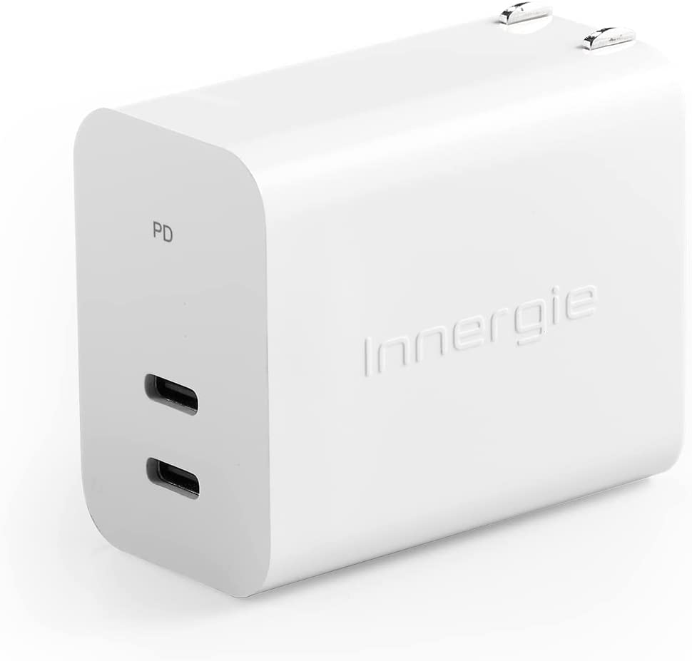 Innergie C6 Duo - 63W PD3.0 QC4.0 PPS 双端口 USB C 壁式充电器,快速充电63瓦电源适配器兼容 iPhone 13、iPhone 12、iPad Pro、MacBook Pro/Air 13 英寸、Switch 和 Windows PC 笔记本电脑
