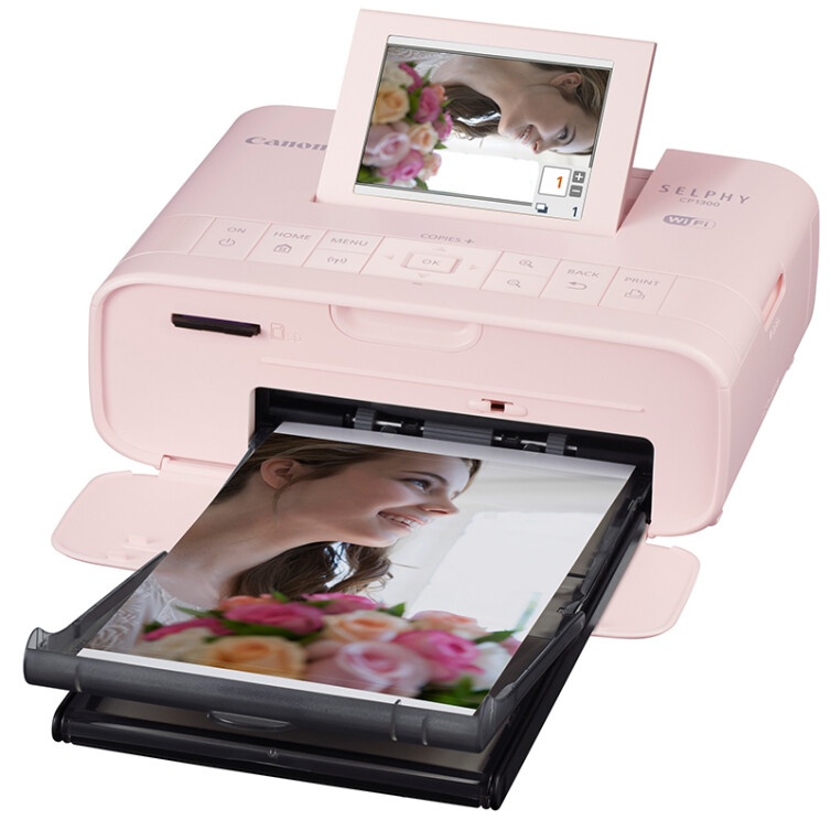 Canon 佳能 SELPHY CP1300 手机照片打印机 粉色 迷你 家用 便携 手机wifi连接
