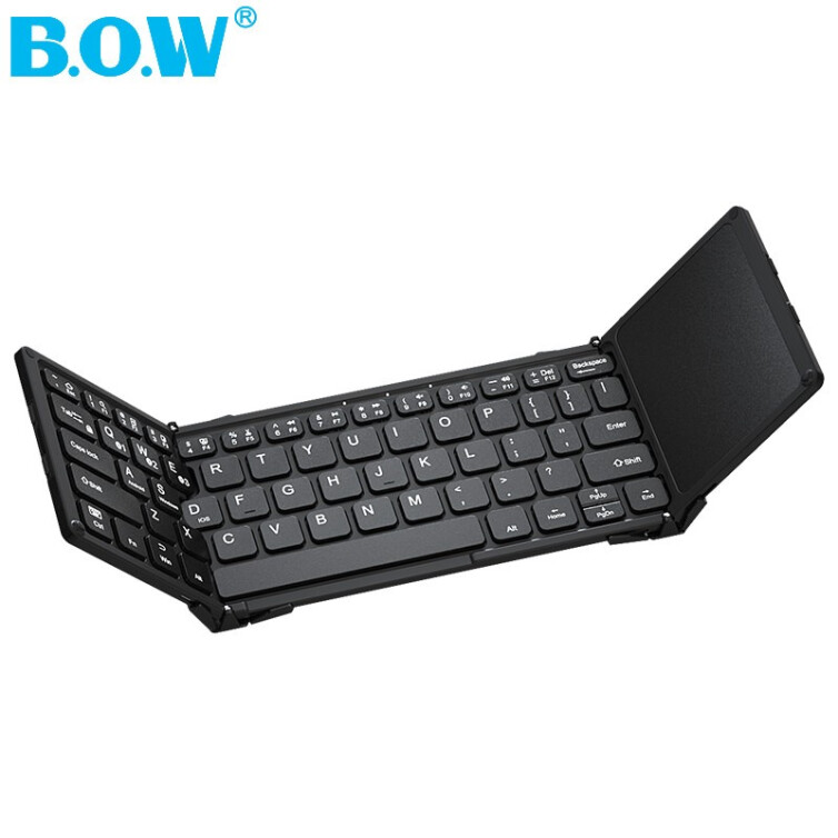 航世（BOW）HB318 超薄折叠无线三蓝牙键盘 手机平板ipad电脑苹果小米华为带鼠标触控功能通用键盘 黑色