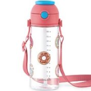 LOCK&LOCK ABF781 儿童吸管杯 甜甜圈背带款 460ml 赤黄色