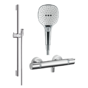 汉斯格雅（Hansgrohe）飞雨Select120恒温淋浴花洒套装 三速方形飞雨手持恒温龙头