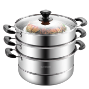 美厨（maxcook）三层蒸锅 26cm不锈钢蒸锅加厚复底蒸煮两用 电磁炉燃气通用MZB-26