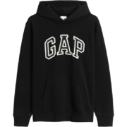 Gap 男女装LOGO碳素软磨抓绒连帽新年红卫衣791339冬季新款情侣上衣 黑色 170/84A(XXS)