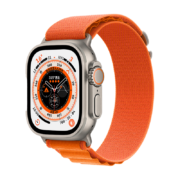 Apple Watch Ultra 智能手表 GPS + 蜂窝款 49毫米 钛金属原色 钛金属表壳橙色高山回环式表带中号MQFJ3CH/A