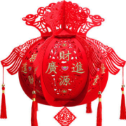 庆年红 刺绣春节灯笼 植绒绣球款 2个